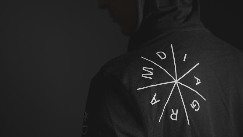 Printed Diagram logo on the shoulder of a hoodie