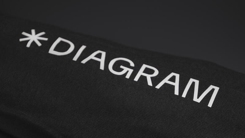 Printed Diagram logo on a hoodie sleeve